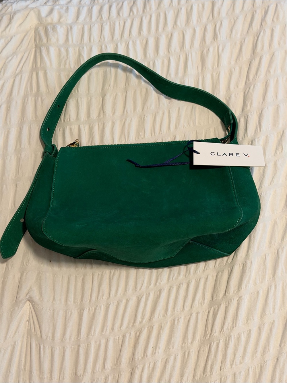 Clare V Emerald Green Suede Shoulder Bag